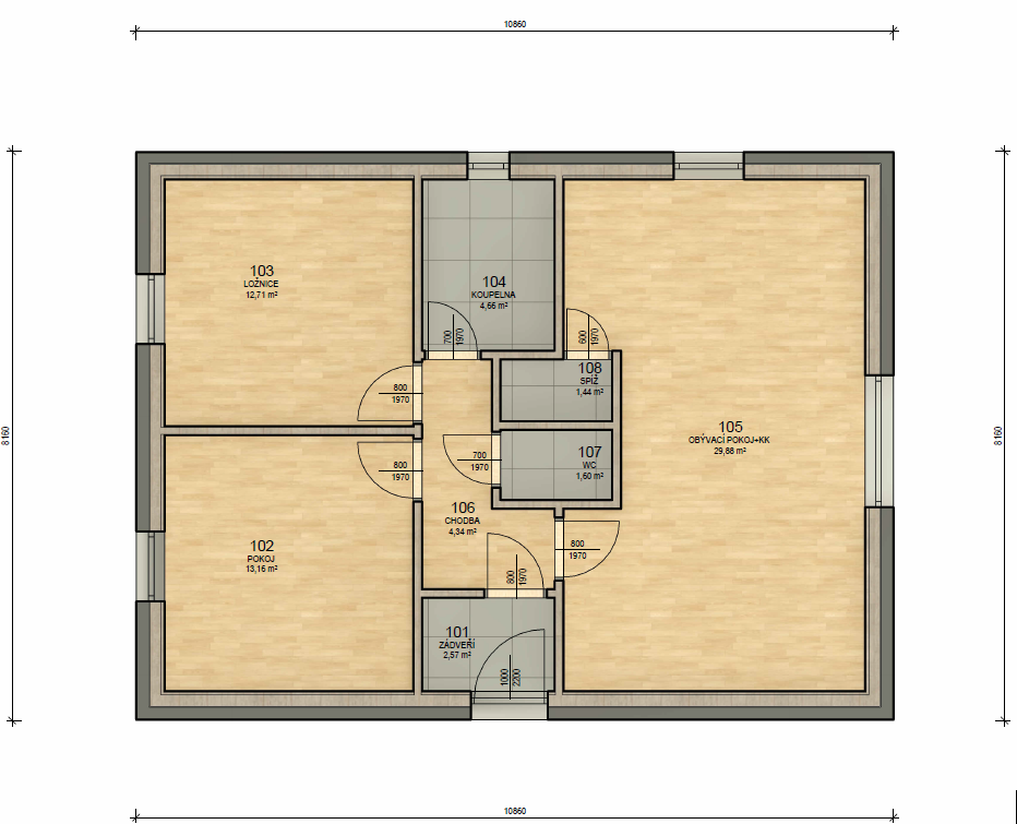 Plán domu BUNGALOV 72
